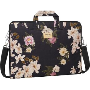 MOSISO Laptop Shoulder Bag Compatible with MacBook Air/Pro,13-13.3 inch Notebook,Compatible with MacBook Pro 14 inch M3 M2 M1 Chip Pro Max 2023-2021, Polyester Freesia Briefcase Sleeve with Belt