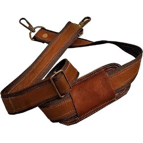 Leather Adjustable Padded Replacement Shoulder Strap with Metal Swivel Hooks for Messenger, Laptop, Camera, Duffle Bags & More