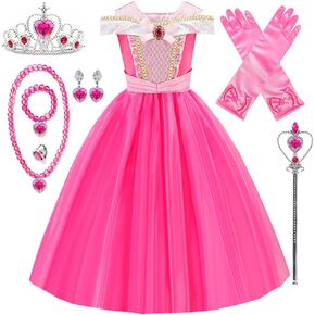 Princess Aurora Costume for Girls with Accessories Princess Aurora Cosplay Dress Up for Birthday Party Halloween Costume