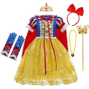 Princess Birthday Dress Girls Snow White Costume Halloween Christmas Fancy Cosplay Party Outfits w/Accessories