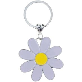 Fuqimanman2020 Cute Daisy Flower Charm Keychain Flower Bag Charms Enameled Keychain for Women Girls Purse Handbag Decor