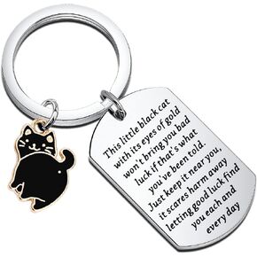 Black Cat Keychain Lucky Charm Keychain Black Cat Themed Gifts Good Luck Cat Gift