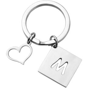Stainless Steel Cut Out Alphabet Initial Letter Keychain Key Ring Personalized Gift