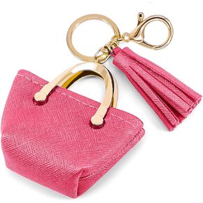 Cute Tote Bag Tassels Keychain Mini Coin Purse Key Chain Keyring for Women Mom Purse Handbag Decor