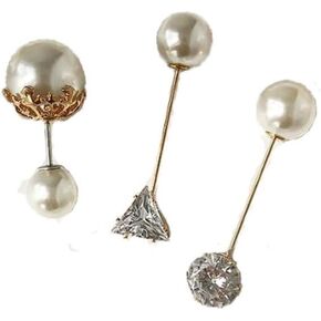 Pearl Diamond Brooches Safety Pins Decoration for Women 3 Pieces Sweater Shawl Clips Brooch Pins Set