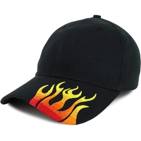 Armycrew Fire Flame Embroidered Bill Structured Brushed Cotton Baseball Cap