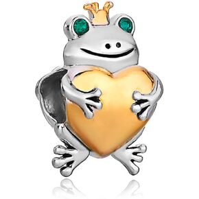 CharmSStory Lovely Frog Gold Plated Heart Beads for Bracelets