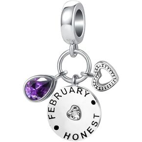 DWJSu Birthstone Birthday Charm fits Pandora Charms Bracelet Necklace Teardrop Birthstone Month Crystal Heart Bead for Women
