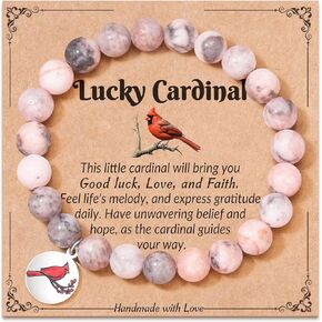 JQVLOVE Cardinal Gifts for Women, Natural Stone Bracelet Gifts, Christmas Gifts for Women