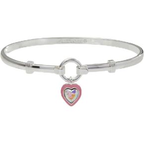 Alex and Ani AA737723SS,Crystal Heart and Epoxy Tension Bangle,Shiny Silver,Pink, Bracelets