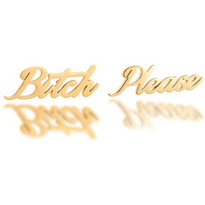 Stainless Steel Bitch Please Words Stud Earring Rich Bitch Jewelry in Kuwait