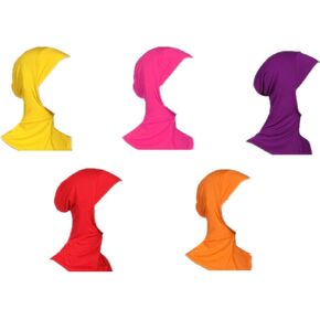 5 قطع من قبعات حجاب صغيرة مسلم بلون سادة غطاء الرقبة الإسلامي تحت وشاح الرأس (5)، متعددة الألوان، مقاس M, متعدد الألوان, Medium in Kuwait