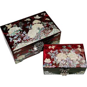 Mother of Pearl Jewelry Organizer Box - Gift for Mom Daughter Wife Girl Friend Sister Best Friend Her on Mothers Day Valentines Day Anniversary Christmas Wedding Birthday Graduation Gifts for Women