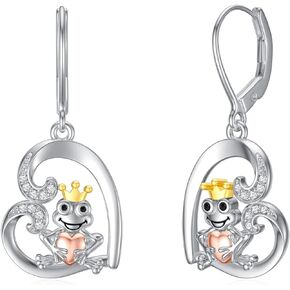 PEIMKO Frog Gifts Gothic Gifts 925 Sterling Silver Frog Skull Earrings Frog Jewelry Magic Mushroom Earrings Birthday Gifts for Women