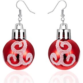 New Year Fashion Christmas Ball Dangle Earrings Colorful Creative Snowflake Star Christmas Bulb Drop Dangle Earring for Women Girl Christmas Gift Jewelry