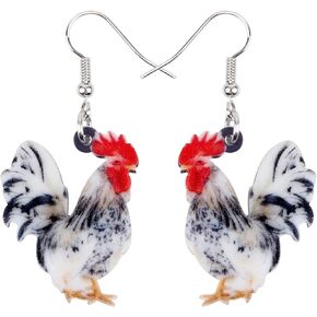 LONYOO Fun Rooster Chicken Earrings Dangle Jewelry Acrylic Floral Farm Animals Gifts for Women Girls Ornament Charms