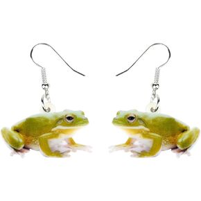 Sitting Cottagecore Frog Earrings Jewelry Acrylic Toad Dangle for Women Girls Kids Cute Aesthetic Froggy Gifts