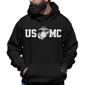 سويت شيرت بغطاء للرأس من Lucky Ride Marine Corps USMC مع كرة أرضية في المنتصف