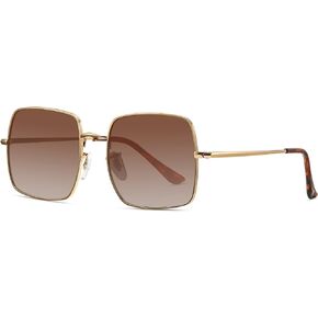 Rectangle Polarized Sunglasses for Women Metal Frame Vintage Shades