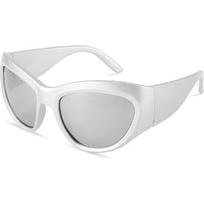 FEISEDY Trendy Y2k Sunglasses Women Men Oversized Shield Sunglasses Fashion Wrap Around Futuristic Glasses B2359
