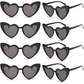 SUNOVELTIES 8 Pack Heart Shaped Sunglasses Womens Retro Cat Eye Heart Glasses Bachelorette Party Favors Bulk Classic Eyewear