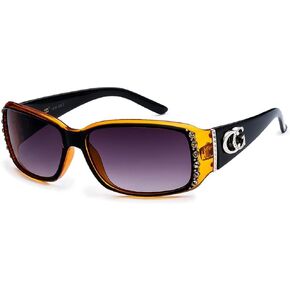 None CG Eyewear Medium Retangle Shape Rhinestone Sunglasses for Women Black