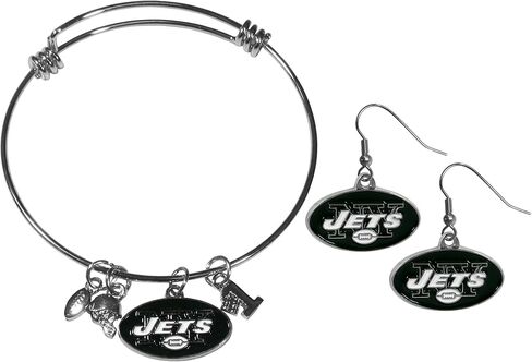 Siskiyou Sports NFL womens Dangle Earrings and Charm Bangle Bracelet Set in Kuwait