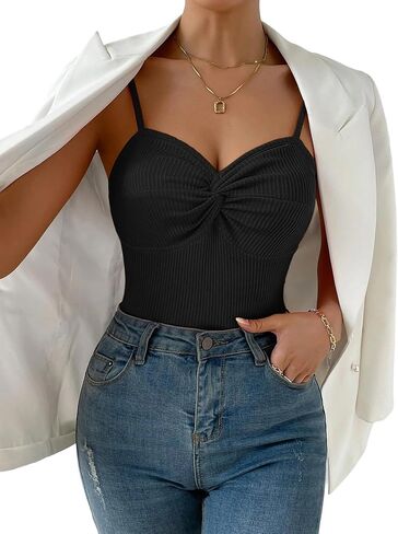 SOFIA'S Choice مشد نسائي من الساتان مثير بياقة على شكل V بدون أكمام وحزام سباغيتي قصير بوستير علوي كامي in Kuwait