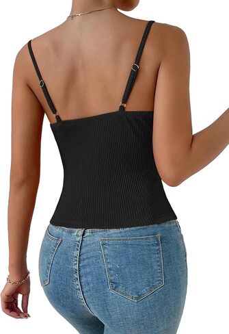 SOFIA'S Choice مشد نسائي من الساتان مثير بياقة على شكل V بدون أكمام وحزام سباغيتي قصير بوستير علوي كامي in Kuwait