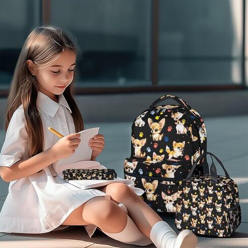 Chihuahua Dog Backpacks Kids, 16 Inch Cute Backpack for School, Yellow Lightweight Bookbag for Girls in Saudi Arabia