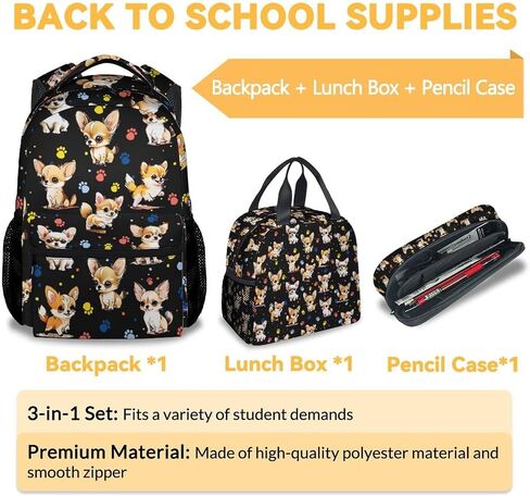 Chihuahua Dog Backpacks Kids, 16 Inch Cute Backpack for School, Yellow Lightweight Bookbag for Girls in Saudi Arabia