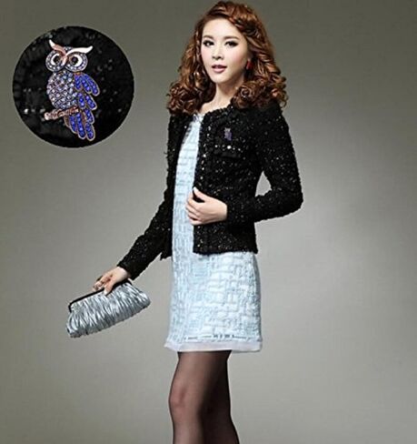 Hoaire Brooch Pin Women's Owl Breastpin Crystal Diamond Broochpin Wedding/Banquet/Bouquet in Kuwait