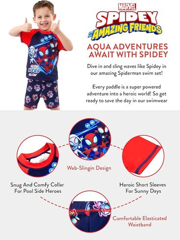 Marvel Spiderman Swim Set | Spidey and His Amazing Friends Swimming Set | Boys Swimsuit | Ages 18 Months to 8 Years in Saudi Arabia