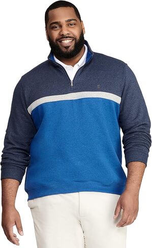 IZOD Men's Big & Tall Big Advantage Performance Quarter Zip Fleece Pullover Sweatshirt, Peacoat Cblock, 3X-Large Tall in Saudi Arabia