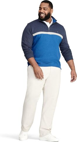 IZOD Men's Big & Tall Big Advantage Performance Quarter Zip Fleece Pullover Sweatshirt, Peacoat Cblock, 3X-Large Tall in Saudi Arabia