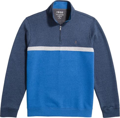 IZOD Men's Big & Tall Big Advantage Performance Quarter Zip Fleece Pullover Sweatshirt, Peacoat Cblock, 3X-Large Tall in Saudi Arabia