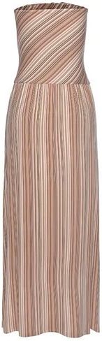 فستان شاطئ طويل مخطط من لاسكانا بجيوب، بني in Kuwait