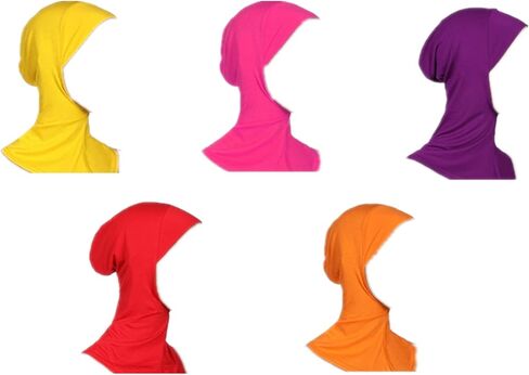 5 قطع من قبعات حجاب صغيرة مسلم بلون سادة غطاء الرقبة الإسلامي تحت وشاح الرأس (5)، متعددة الألوان، مقاس M, متعدد الألوان, Medium in Kuwait