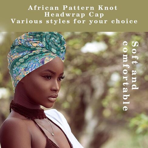 Bohend African Pattern Knot Headwrap Cap Colorful Pre Tied Beanie Boho Turbans Bonnet Flower Stretch Women Headscarf Hat 4Ps in Kuwait