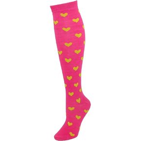 CTM® Women's Heart Print Knee High Socks