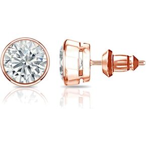 Diamond Wish 14k Gold Bezel-set Round Diamond Stud Earrings (1/4-2cttw, G-H, SI2-I1) Secure Lock Back