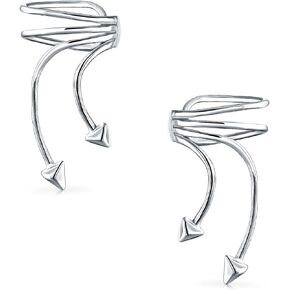 Double Nature Leaf Feather Arrow Butterfly Dragonfly Firefly Cartilage Clip Wrap Wire Ear Cuffs Earrings Helix Western Jewelry For Women Teens Men Non Pierced Ear Oxidized .925 Sterling Silver