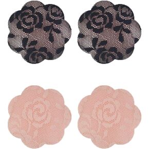 Walang Lip 2 Pairs Silicone Nipple Cover Lace pattern Breast Petals Reusable Pasties Sticky Strapless Invisible Bra