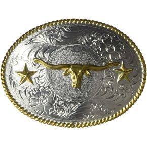 Men's Shiny Steer Star Oval Buckle