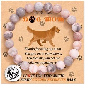 سوار سحر الكلب لأمي أبي، الحجر الطبيعي لطيف أفضل الهدايا أمي الكلب، لأمي من daugther والابن، للنساء الرجال المجوهرات هدية عيد الأم، عيد ميلاد in Kuwait