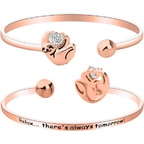 POTIY Sloth Charm Bracelet Sloth Gifts Lazy Bracelet Relax There's Always Tomorrow Gifts for Women