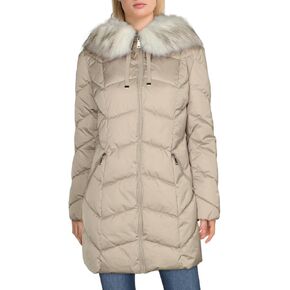 سترة منتفخة للسيدات من TAHARI مع زخرفة من الفرو ونمط شيفرون in Kuwait