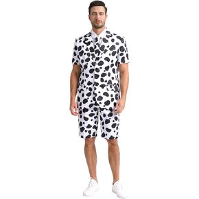 Men's 3-Piece Suits for Summer Theme Party, Short Sleeve Blazer & Shorts & Tie