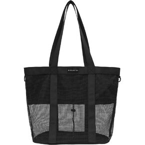 Drawstring Mesh Tote Bag, Lightweight Beach Bag for Travel, Vacation, Gym, Shopping and more