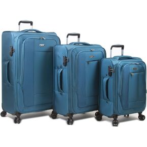 Dejuno Twilight Lightweight Nylon 3-Piece Spinner Luggage Set, Turquoise